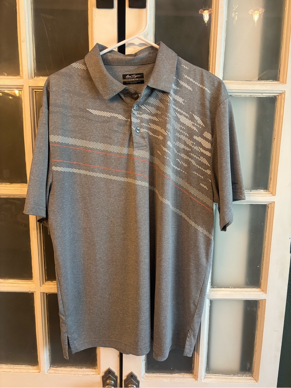 Hogan Gray Polo with White and Red Stripe Accents